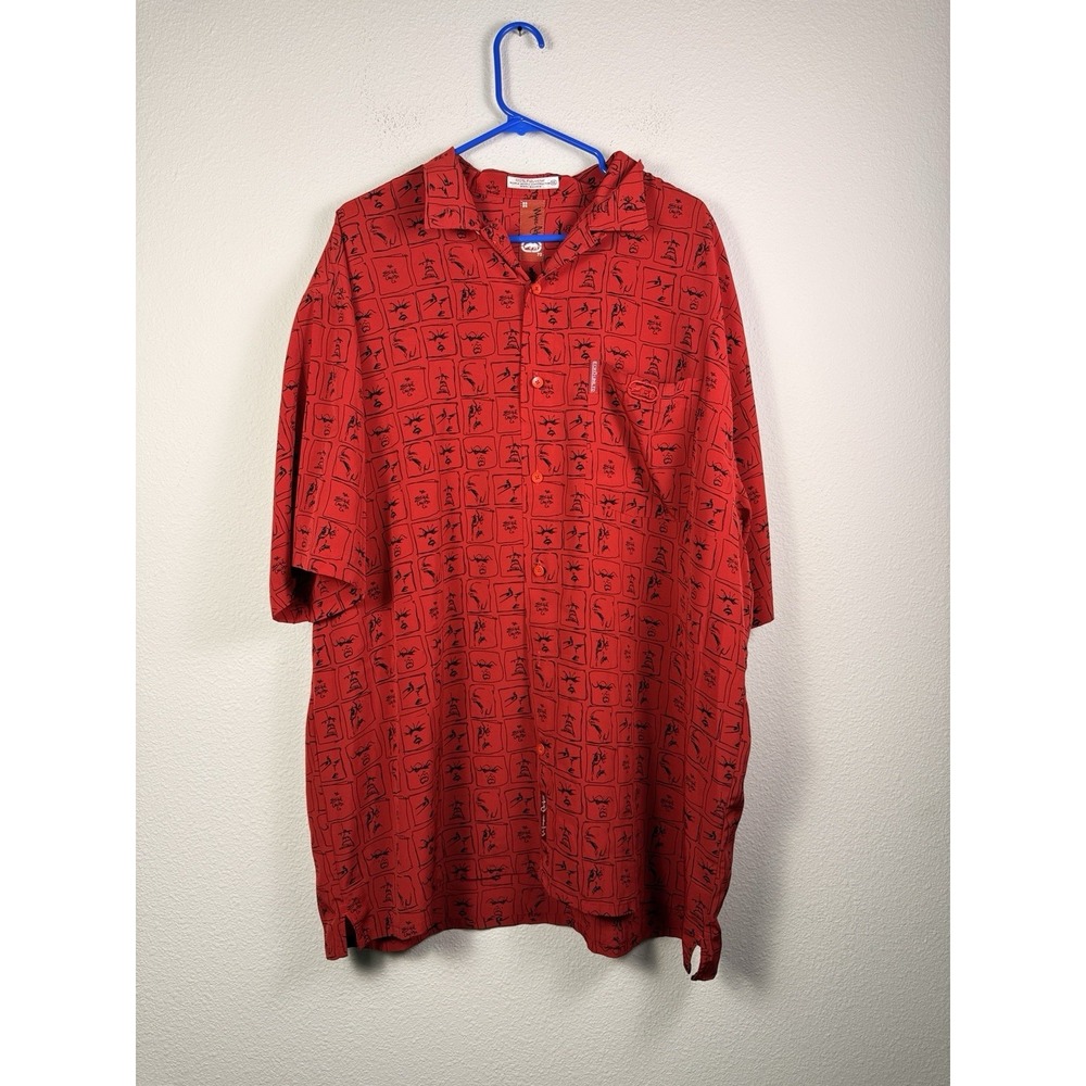 Vintage Marc‎ Ecko Unltd Shirt 72 AOP Faces Button Up Hip Hop Y2K Red SZ XXL